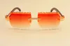 Nuovi occhiali da sole senza montatura con diamanti extra large T3524013 occhiali da sole in corno di bufalo nero naturale con lenti incise misura della montatura 602187286