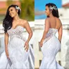 Suknie ślubne Afryki Plus Rozmiar Z Odpinane Spódnice Sweetheart Zamek Syrenka Suknie Ślubne Appliqued Satin Country Bridal Sukienka