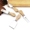 Handige Kaas Gereedschap Set 4 stks/set Eiken Handvat Mes Vork Schop Kit Raspen Voor Snijden Bakken Kaasplank Sets Boter Pizza Slicer Cutter