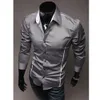 2019 New Style Fashion Hot Men's Long Sleeve Shirt Button Patchwork With Pocket Formal Button Plain Top