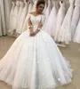 Сексуальные 3D-фонарные бальные платья Свадебные платья плюс арабский африканец 3/4 длинные рукава vestido de novia