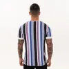 2019 nouveaux hommes été rayé T-shirt gymnases à manches courtes T-shirt décontracté mode Hip hop t-shirts musculation mince survêtement hauts chemises