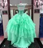 2019 Amazing Ball Gown Quinceanera Dresses Beaded Ruffles Lace up Organza Sweetheart Sweet 16 Year Party Vestidos De 15 Anos QC1370