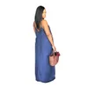 Mode Kvinnor Jean Casual Dresses Loose Lady Boho Backless Summer Long Denim Maxi Dress Strapless Plus Storlek S-3XL