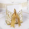 100PCS Elegant Wedding Party Favor Gift Candy Paper Boxes Bags with Ribbon GoldSilver2968880