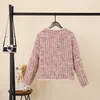 Frühling neue design frauen rosa farbe o-ansatz langarm tweed wollene kurze mantel jacke casacos plus größe S M L