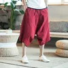 Pantaloni Harem da uomo con cavallo selvaggio Pantaloni larghi estivi in puro cotone Plus Size Pantaloni larghi da uomo con gamba selvaggia con coulisse237h