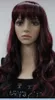 WIG LL 00665 Preto + Borgonha Mista Longo Ondulado Mulheres Ladies Daily peruca Bangs