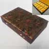 Luxury Cotton Filled 10 Grid Slot Storage Box Wooden Decoration Chinese Silk Brocade Boxes Gifts Wine Cup Crafts Stone Collection Box