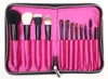 12 Hållare Makeup Brush Storage Bag med dragkedja Bälte Rem Kosmetisk fodral Läderpåse Makeup Borste Container Makeup Case F3131