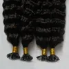 200g kératine U Tip Extensions de cheveux 200S Deep Curly Fusion Hair Extensions 18 "20" 22 "24" cheveux humains pré-collés "