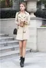 New Fashion Hot Sale Women Slim Charm Double Breasted Female Long Trench Turn Down Collar Solid Pattern Trench TR050