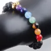 WOJIAER 8mm Volcano Stone Beads Ghost Head Fili Bracciali 7 Chakra Healing Mala Meditazione Preghiera Yoga Gioielli Donna K3233