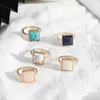 Kadınlar için 1.2cm Kare Kallaite Beyaz Yeşil Gül Pembe Kuvars Taş Yüzükler Moda İç Dia 1.7cm Brincos Pendientes Takı