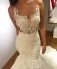 2019 Sexy Illusion sirène robe de mariée Vintage arabe col transparent dentelle Appliques longue robe de mariée grande taille sur mesure