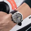 RUIMAS hommes chronographe montres de luxe haut marque étanche montre homme en cuir noir montre-bracelet à Quartz mâle armée Relogios 595271W