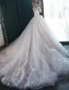 Amazing Lace Off Shoulder Långärmade Berta Bröllopsklänningar 2020 Backless Tulle Court Tåg Bröllopklänningar Strand Bröllopsklänning Plus Storlek