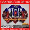 Kropp för Suzuki Scorpion Black Katana GSX600F GSXF750 1998 1999 2000 2001 2002 2HC60 GSXF 750 600 GSX750F GSXF600 98 99 00 01 02 Fairing Kit