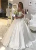 New Wedding Dress Off the Shoulder Chlow Length Mangas Lace Appliques Sweep Train Charming Brown Vestidos Noiva Vestidos de Noiva Plus Size