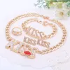 New Fashion Bridal Gift Nigerian Wedding African Beads Dubai Gold color Crystal Kiss Red Lips Jewelry Set