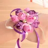 Sztuczne kwiaty Dekoracje ślubne Boutonniere Groom Groomsman Pin Broszka Corsage Garnitur Panna Młoda Druhna Nadgarstek Kwiat Satynowy Róża YD0316