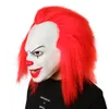 الشعر الأحمر المخيف اللاتكس 1990 ستيفن الملوك It Clown Pennywise Party Mask Dress Function Cosplay Costume Moker Clown Masks Props