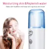 DHL Ship Portable Mini Nano Mist Sprayer Facial Body Nebulizer Steamer Fuktgivande Hudvård Verktyg 30ml Face Spray Beauty Instruments