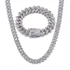 Hip Hop 15MM Bling Iced Out AAA CZ Quadratischen Zirkonia Cuban Link Kette Halskette Für männer Kupfer Halsketten für Männer Schmuck