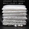 3-40mm Acrylic Round White Pearl Charm Spacer Loose Beads Jewelry Making Craft Grament Clothes Headwear Shoes Bag Hat Decoration