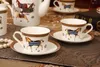 Tasse à café en porcelaine de conception de cheval avec soucoupe Bone China Coffee Sets Verres Gold Outline Tea Cups295k