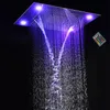 Banyo Lüks 31 "Büyük LED Renkli Duş Bataryası 304 Paslanmaz Çelik Yağış Şelale Duş Başlığı 600 * 800mm Uzaktan Kumanda ile