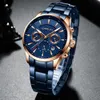 CRRJU Hot Sale Business Men Watch Fashion Blue Chronograph Stianless Steel Wristwatch Casual Waterproof Clock relogio masculino