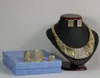 Shinning Gold Jewelry 4 Pieces Set Halsband örhängen ringer armband brud smycken brudtillbehör bröllop smycken t301450242o