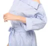 Abito estivo da donna Camicia a righe blu Abito corto Mini Abiti da spiaggia a mezza manica con spacco laterale sexy Camicia taglie forti 3XL