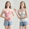 çelik halka Askı Kız Tank olmadan Gençler Kız Giyim Büyük Çocuklar Rimless Sütyen Katı Gömlek Yaz Çocuk Giyim DW5189 Tops