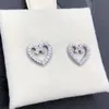 Women's Authentic 925 Silver Love Heart Stud Earrings for Pandora CZ Diamond Wedding Jewelry Earring with Original box Set