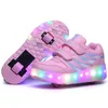 Nya LED -rullskridskor med en/två hjul lyser upp glödande jazzy junior barnskor vuxna pojkar flickor sneakers1687673