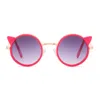 Cat ear sunglasses metal gold frame fashion Anti-UV eyewear children's cute cartoon sunblock Glasses grey lens
