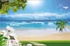 3d Beach Wallpaper's beautiful flowers romantic beach landscape wallpaper 3D Wall Paper Home Decor Custom