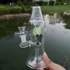 Navire par mer Nouvelle lampe de lave Bongs 8 pouces les nargues en verre caprices en verre turbine perc de 5 mm d'￩paisseur de tabac de tabac vert 14 mm