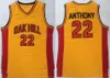 NCAA College Oak Hill 33 Kevin Durant Jersey Mannen Middelbare school Basketbal 22 Carmelo Anthony Jerseys Team Geel Rood weg voor sportfans