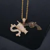 Hip Hop Gun Diamanten Hanger Kettingen Voor Mannen Luxe Geld Plug Ketting Sieraden Verguld Koper Zwart Wit Zirkonia Gouden Cu5381003