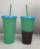 Hot 24oz Kleur Veranderende Cup Magic Herbruikbare Plastic Cups Met Deksel en Stro Snoep Kleuren Koud Drinken Tuimelaar Magic Color Changing Tumblers