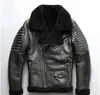 Black AVIREXFLY men leather jackets with lamb fur lining B3 sheepskin genuine with Diagonal zipper
