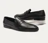 남자 플랫 힐 로이퍼 드레스 슈즈 화상 가죽 단순한 가벼운 가죽 신발 낮은 통기성 통기성 발가락 고품질 패션 파티 신발