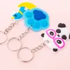 Korean Creative Cartoon Silicon Keyring Kawaii Girls Children Schoolbag Decoration Key Chain Glasses Panda Keychain2342158