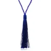 New Designer Long Tassel Pendant Necklaces High Quality Artificial Crystal Bead Chain Necklaces for Women 10 Colors