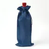 750ml Vanligt linne Tyg Vinpåsar Drawstring Wine Bottle Cover Väska Skyddspåse 3pcs / Lot