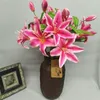 Fake Short Stem Lily (3 heads/piece) Simulation Mini Lilies for Wedding Home Showcase Decorative Artificial Flowers