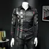 2023 new long-sleeved plaid shirt men's light familiar style ruffian handsome youth business casual spring thin shirt Asian s329e